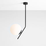 Lampa sufitowa 64cm, czarna, jedna mleczna kula 20cm (E27) Aldex (Gallia) 1095PL-G1