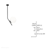 Lampa sufitowa 64cm, czarna, jedna mleczna kula 20cm (E27) Aldex (Gallia) 1095PL-G1