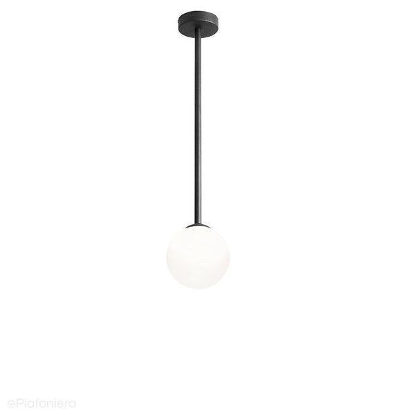 Lampa sufitowa 67cm - rurka czarna, jedna mleczna kula 14cm (E14) Aldex (Pinne) 1080PL-G1M