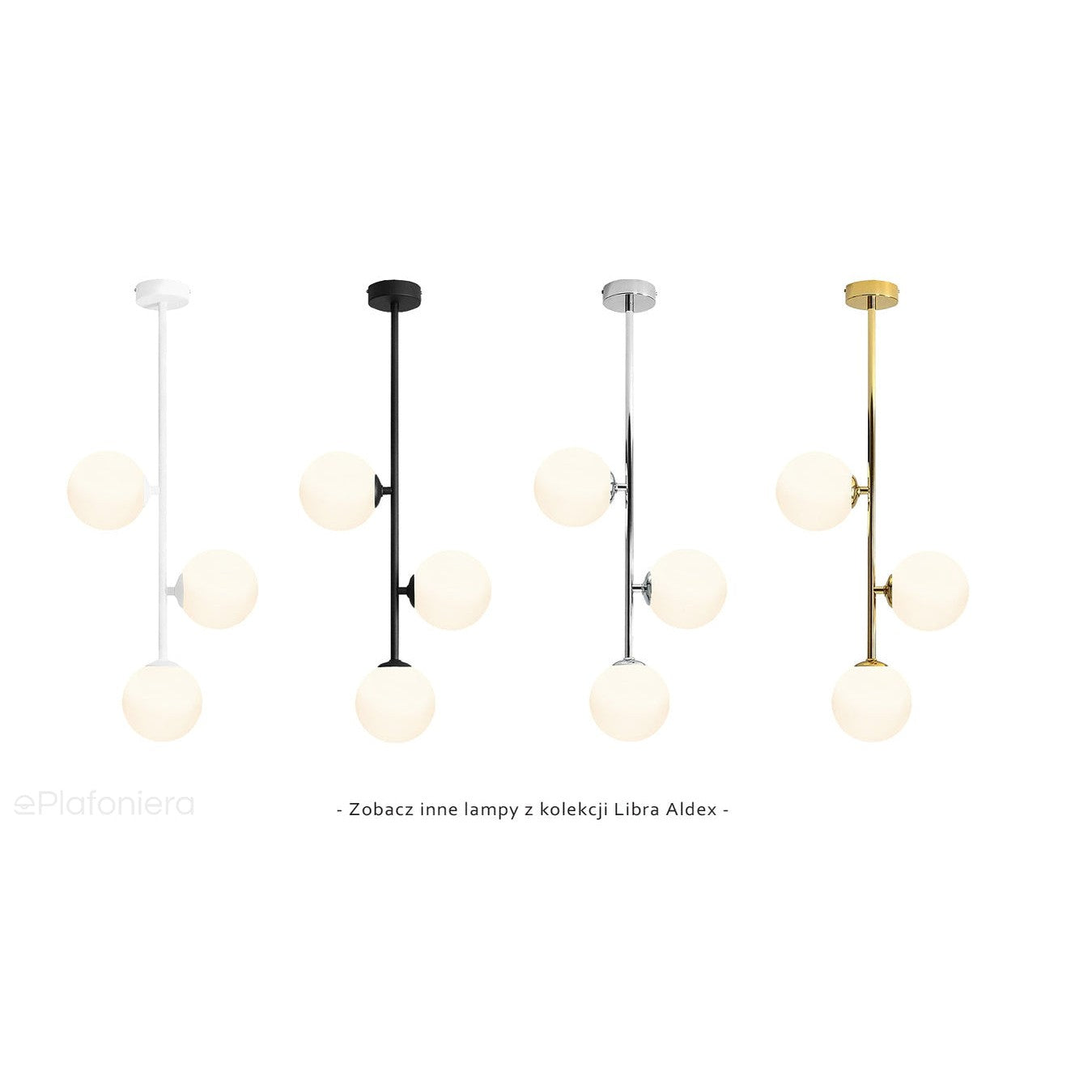 Lampa sufitowa 84cm, złota, mleczne kule 3x14cm (E14) Aldex (Libra) 1094PL-E30