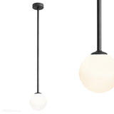 Lampa sufitowa 92cm - rurka czarna, jedna mleczna kula 14cm (E14) Aldex (Pinne) 1080PL-G1L