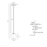 Lampa sufitowa 92cm - rurka czarna, jedna mleczna kula 14cm (E14) Aldex (Pinne) 1080PL-G1L