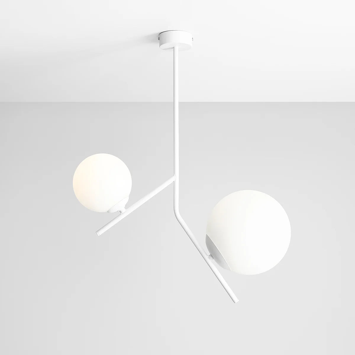 Lampa sufitowa, biała, dwie mleczne kule 14cm/20cm (E14/E27) Aldex (Gallia) 1095PL-H