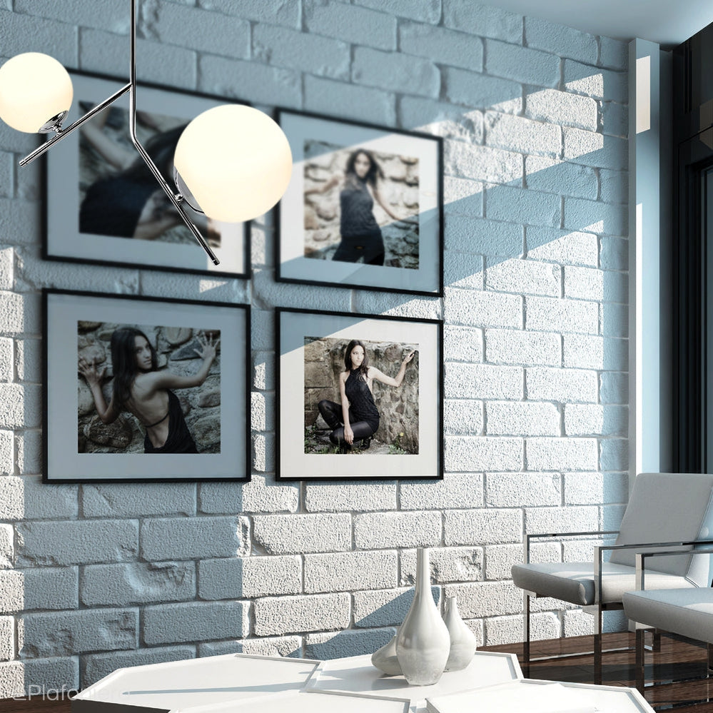 Lampa sufitowa, chrom, dwie mleczne kule 14cm/20cm (E14/E27) Aldex (Gallia) 1095PL-H4