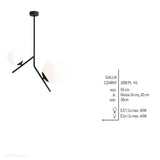 Lampa sufitowa, czarna, dwie mleczne kule 14cm/20cm (E14/E27) Aldex (Gallia) 1095PL-H1