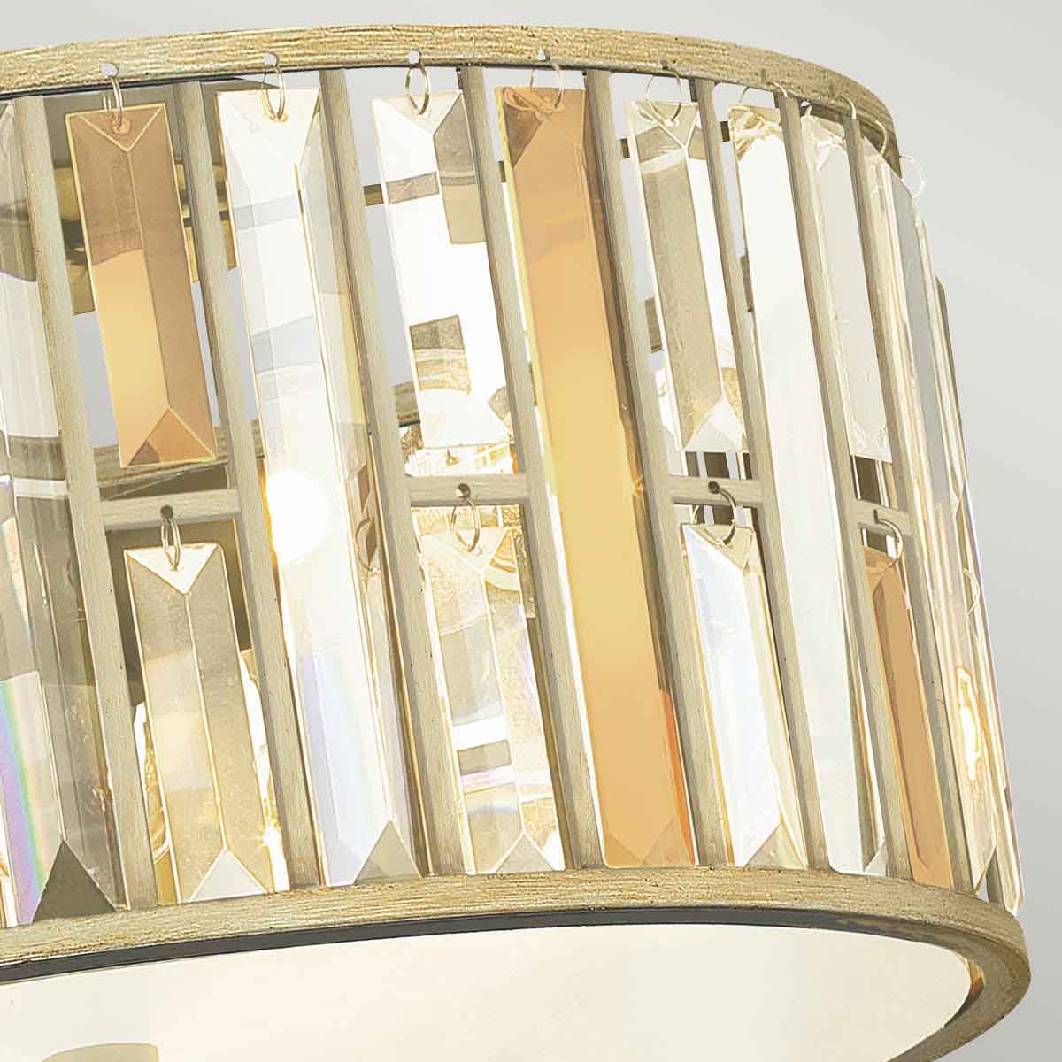 Lampa sufitowa Gemma, pokryta płatkami srebra - Hinkley (złota, płatki srebra, bursztyn, kryształy) (3xE27)