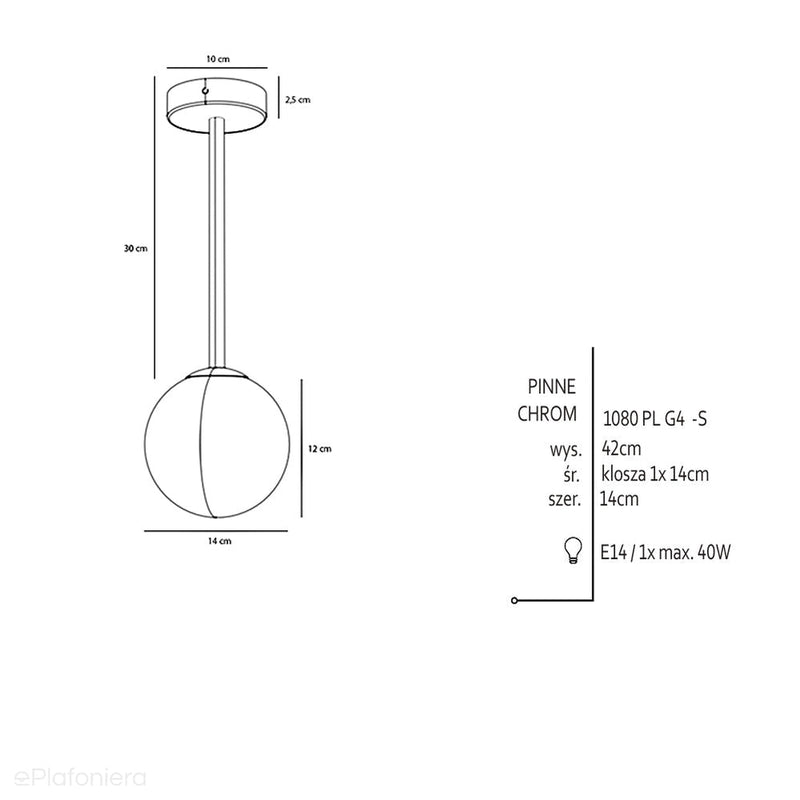 Lampa sufitowa kula Pinne Short Chrome - Aldex (E14) 1080PL-G4S