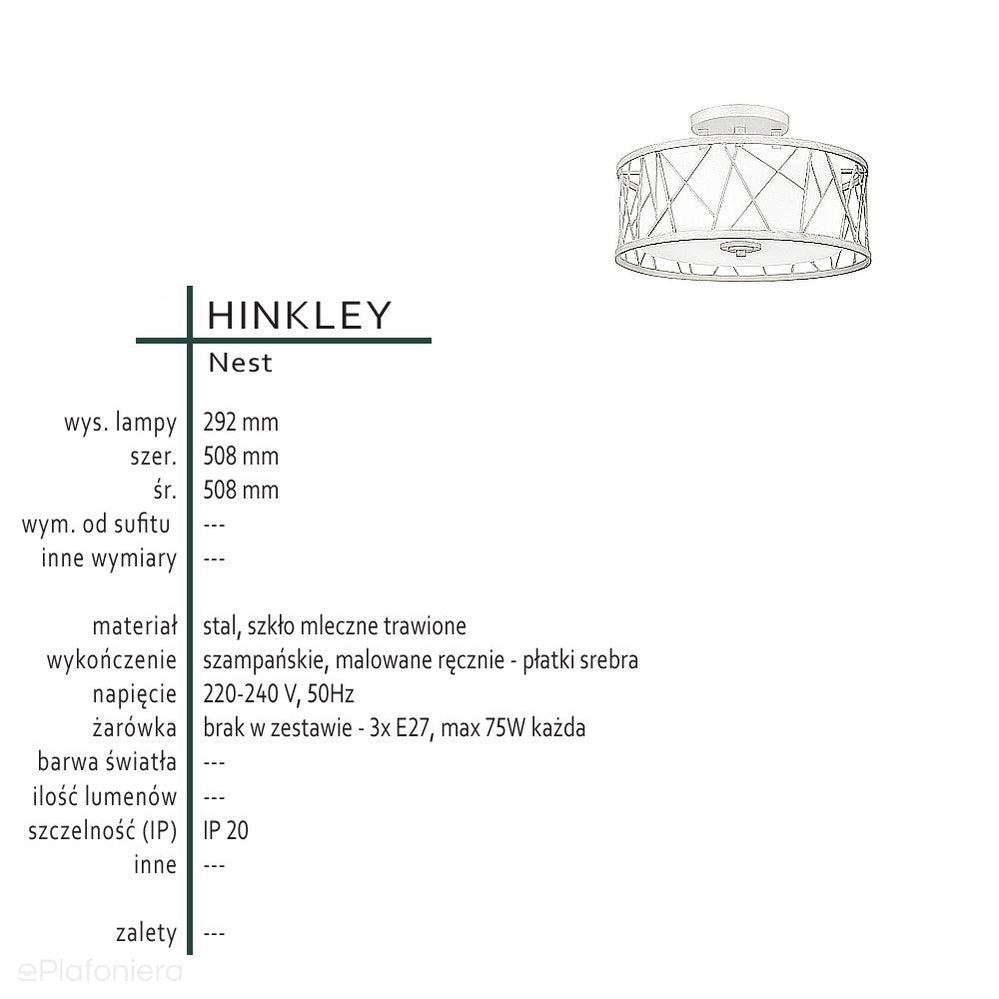 Lampa sufitowa Nest z płatkami srebra - Hinkley