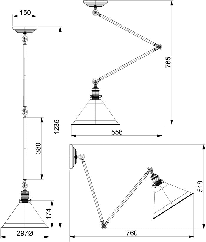 Lampa sufitowa / ścienna - kinkiet z regulowanym ramieniem - Elstead (polerowana miedź, 1xE27)