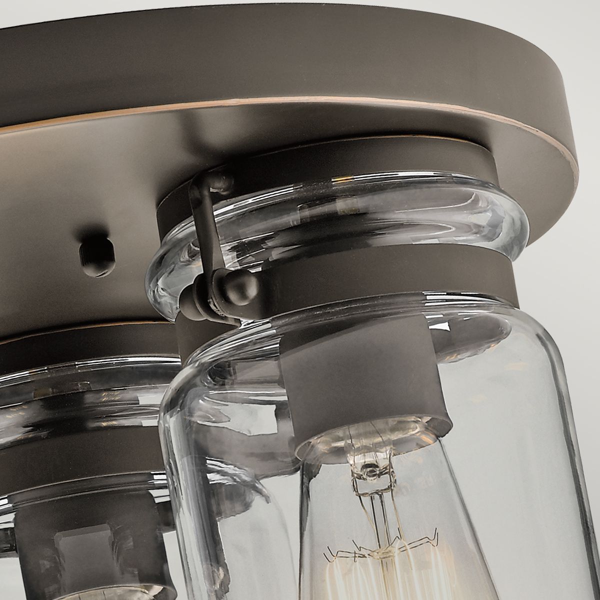 Lampa sufitowa szklany klosz (stary brąz) plafon do kuchni salonu 1xE27, Kichler (Brinley)