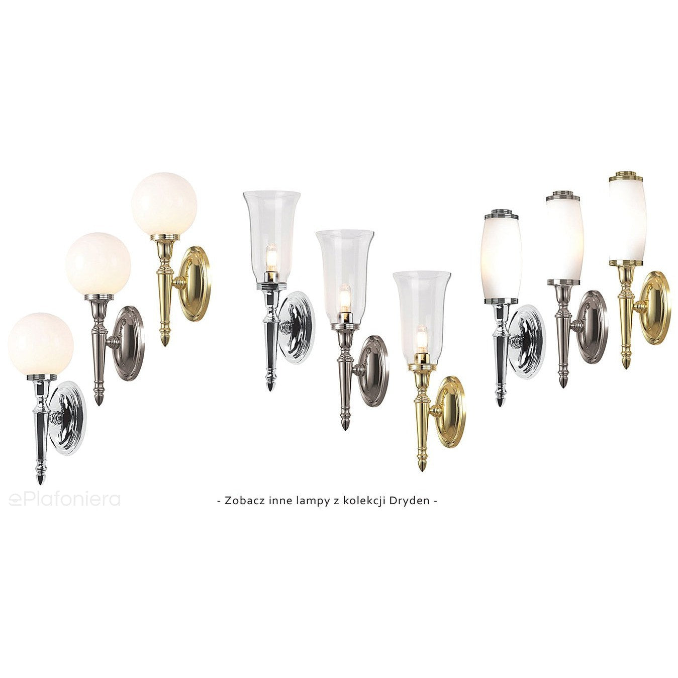 Lampa szklana Dryden / kinkiet do łazienki - kulka (chrom/mosiądz/nikiel) - Elstead (G9 1x4W)