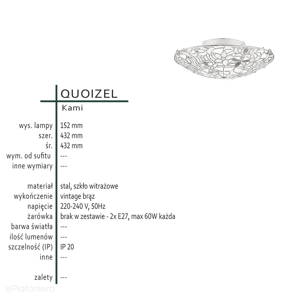 Lampa Tiffany sufitowa Kami, Quoizel