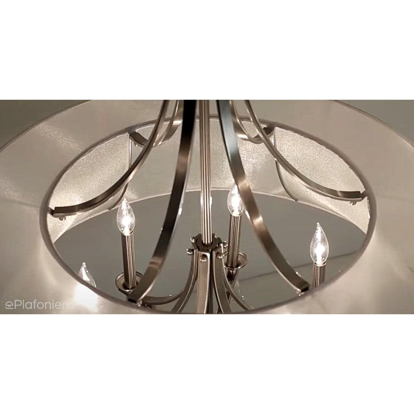 Lampa wisząca 48cm (nikiel, utwardzony abażur, kryształy) do sypialni salonu (3xE14) Hinkley (Mime)