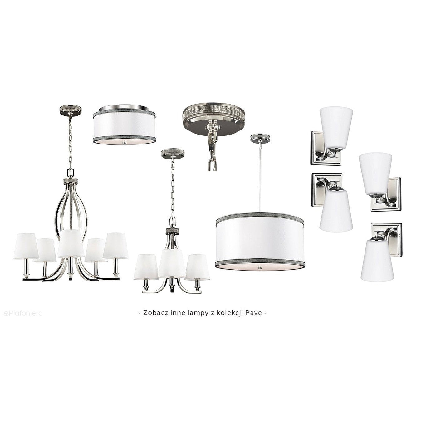 Lampa wisząca 50cm - abażur (nikiel, jedwab) do salonu sypialni kuchni (3xE27) Feiss (Pave)