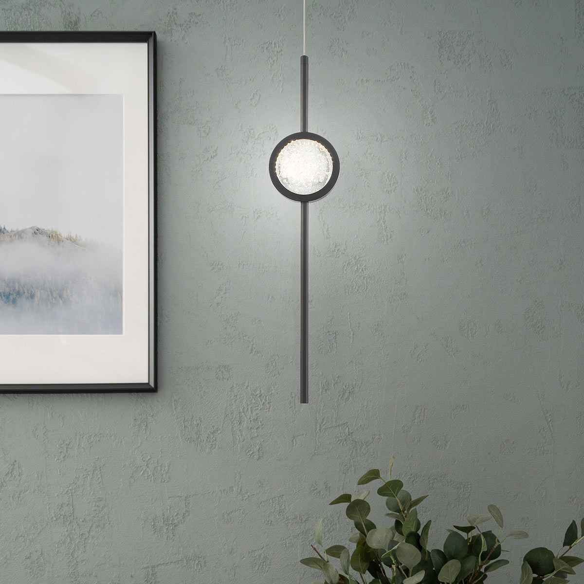 Lampa wisząca Barletta - 1 źródło światła - Matowa czerń, Eurofase - ePlafoniera.pl