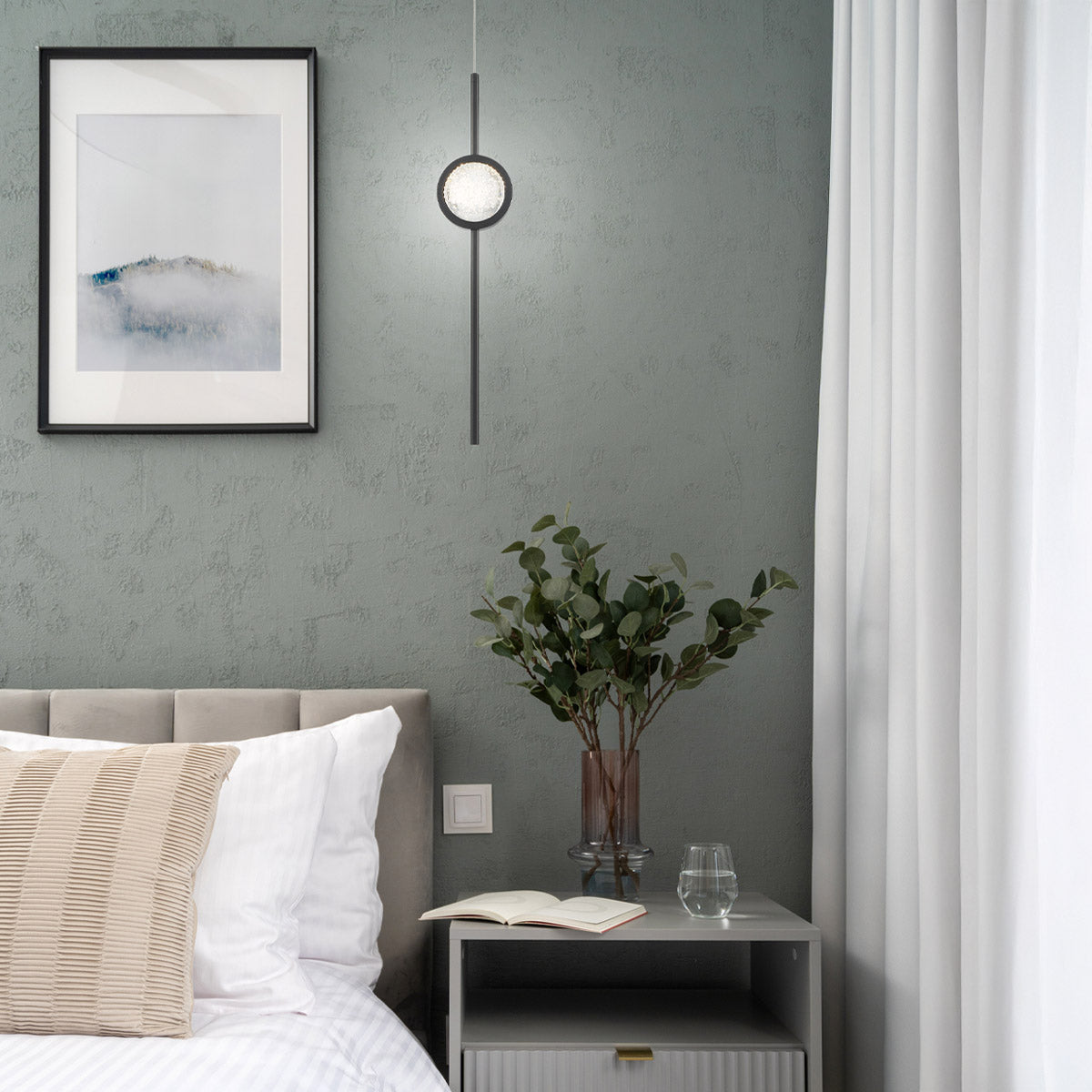 Lampa wisząca Barletta - 1 źródło światła - Matowa czerń, Eurofase - ePlafoniera.pl