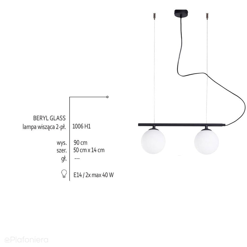 Lampa wisząca industrialna, vintage do salonu (mleczna kula 2xE14) Aldex (beryl) 1006H1 - ePlafoniera