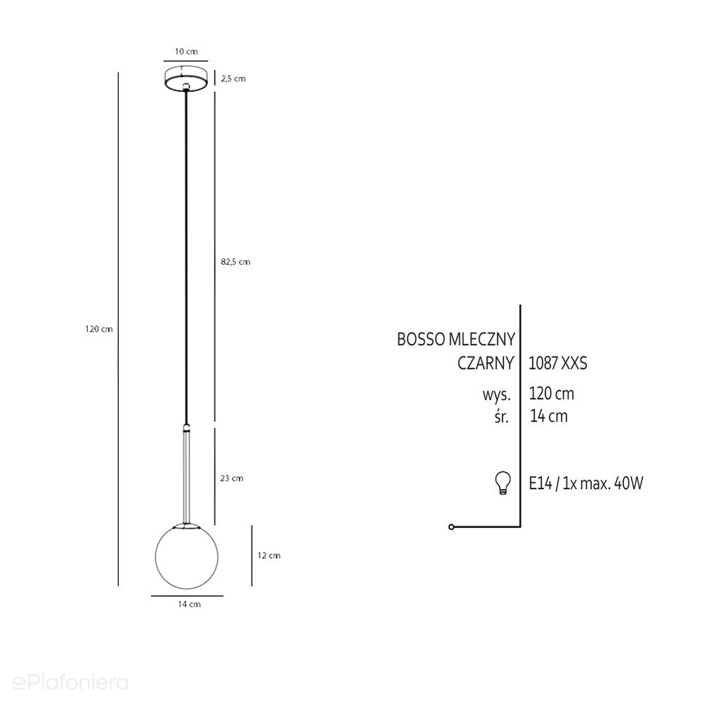 Lampa wisząca Bosso Mini 14 Black - Aldex, 1087XXS1 (14cm, E14)