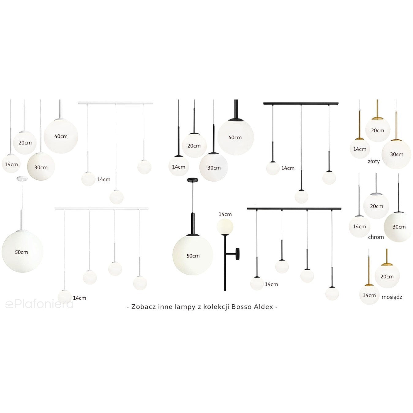 Lampa wisząca Bosso Mini 20 Black, jedna mleczna kula - Aldex (20cm, E27) 1087XS1