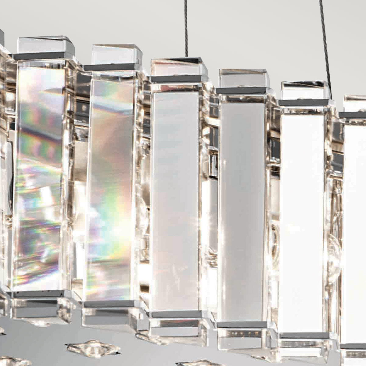 Lampa wisząca chrom - kryształowa (65x19cm) żyrandol do salonu kuchni sypialni (G9 8x4W) Kichler (Crystal)