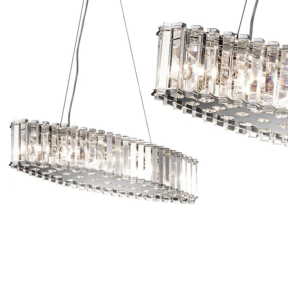 Lampa wisząca chrom - kryształowa (65x19cm) żyrandol do salonu kuchni sypialni (G9 8x4W) Kichler (Crystal)