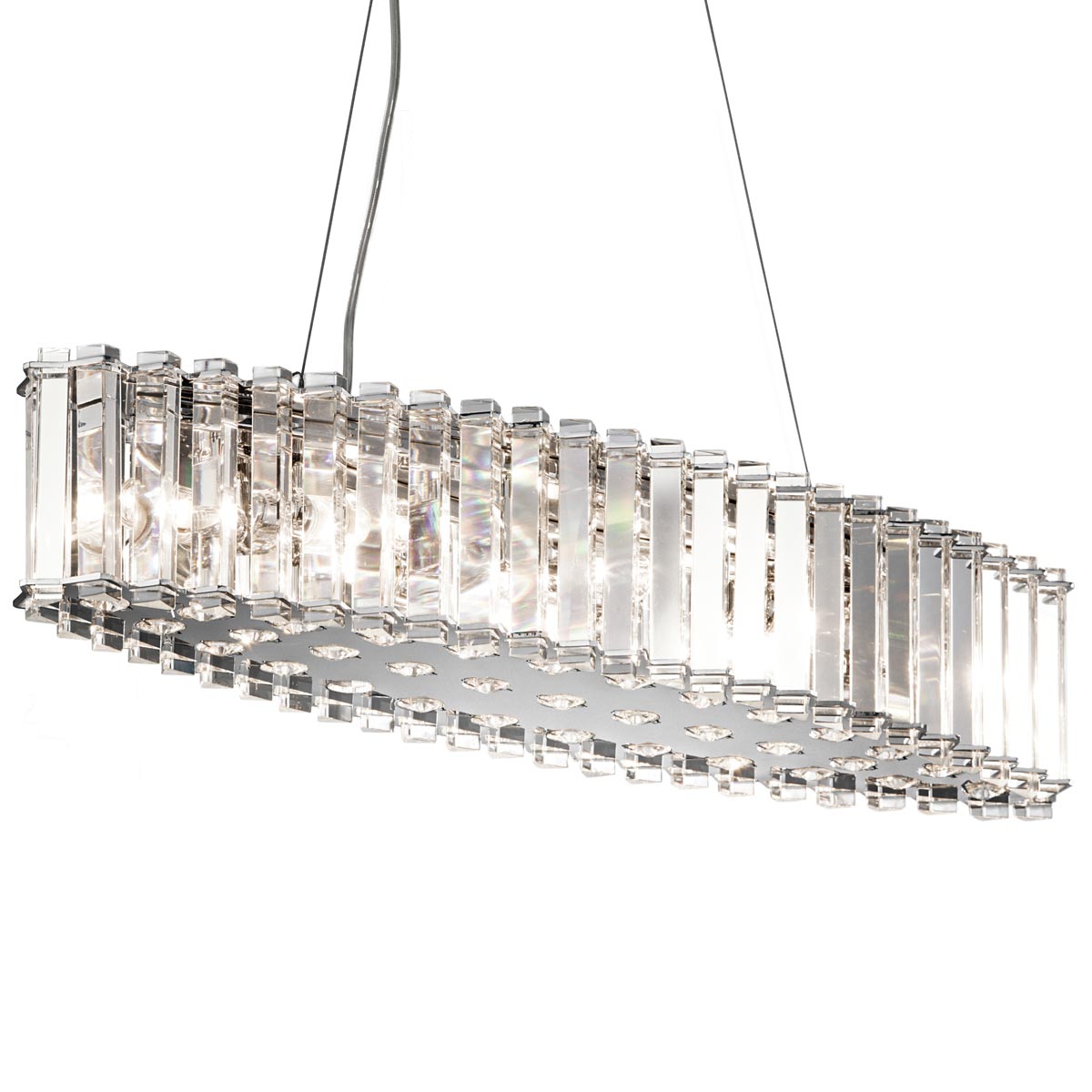 Lampa wisząca chrom - kryształowa (65x19cm) żyrandol do salonu kuchni sypialni (G9 8x4W) Kichler (Crystal)