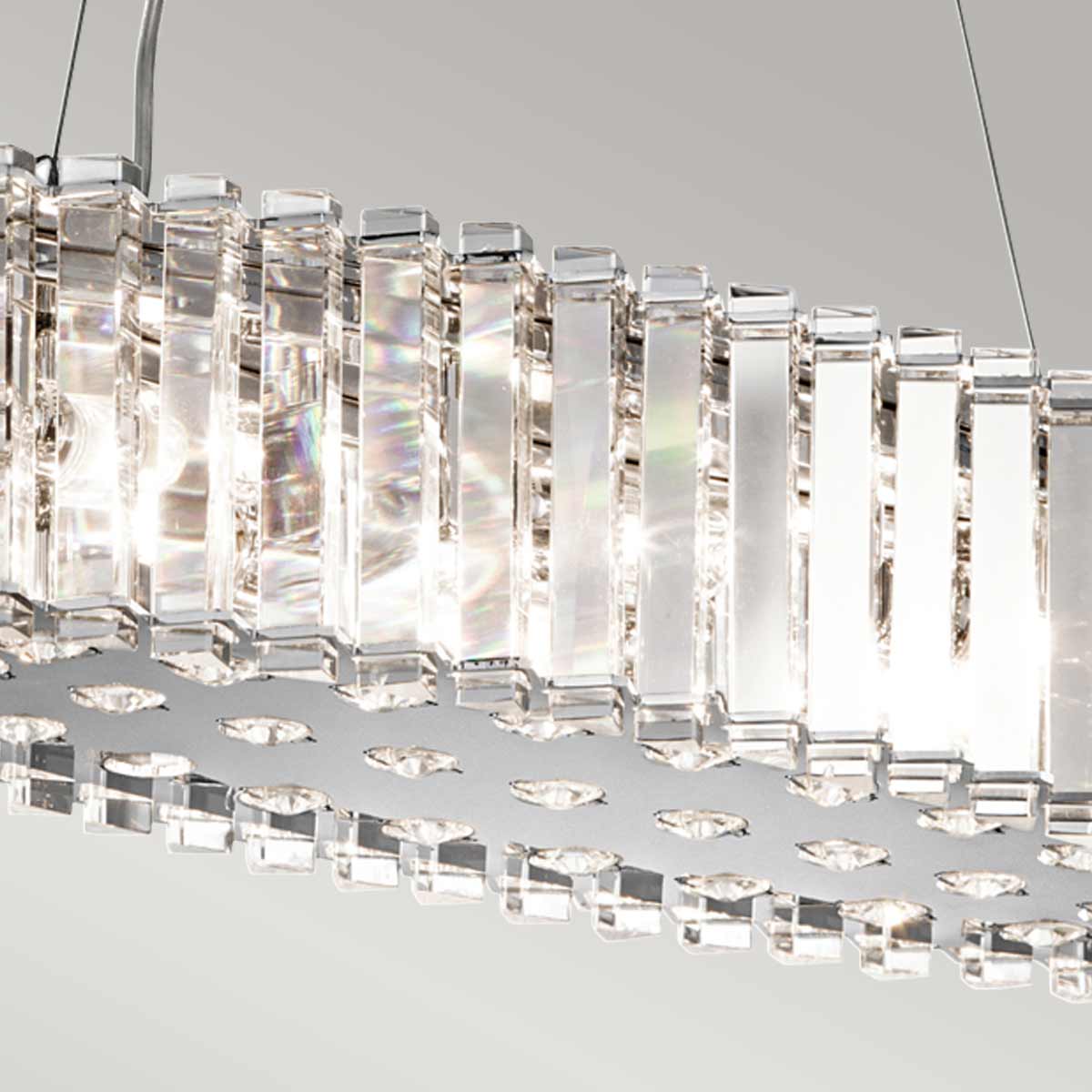 Lampa wisząca chrom - kryształowa (65x19cm) żyrandol do salonu kuchni sypialni (G9 8x4W) Kichler (Crystal)