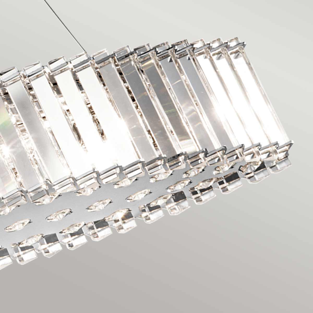 Lampa wisząca chrom - kryształowa (65x19cm) żyrandol do salonu kuchni sypialni (G9 8x4W) Kichler (Crystal)