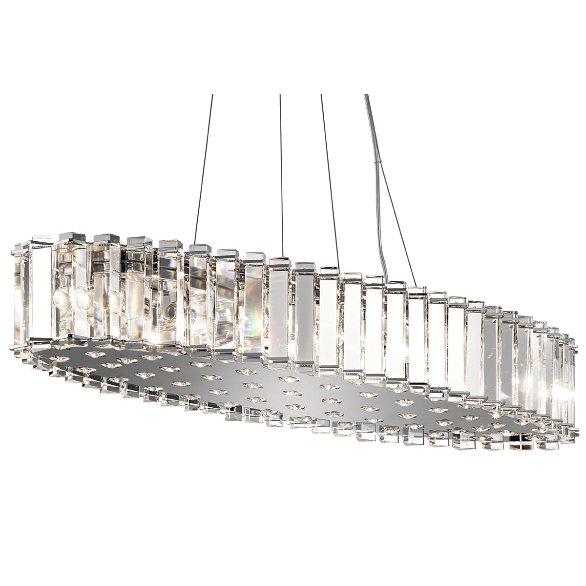 Lampa wisząca chrom - kryształowa (65x19cm) żyrandol do salonu kuchni sypialni (G9 8x4W) Kichler (Crystal)