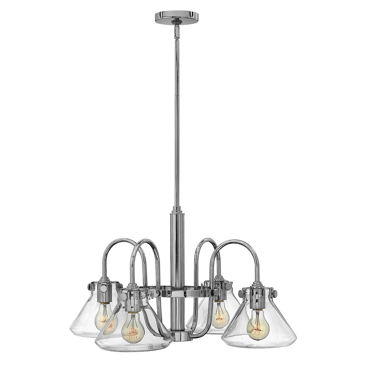 Lampa wisząca (chrom) żyrandol - klosz 20cm do salonu kuchni sypialni (4xE27) Hinkley (Congress)