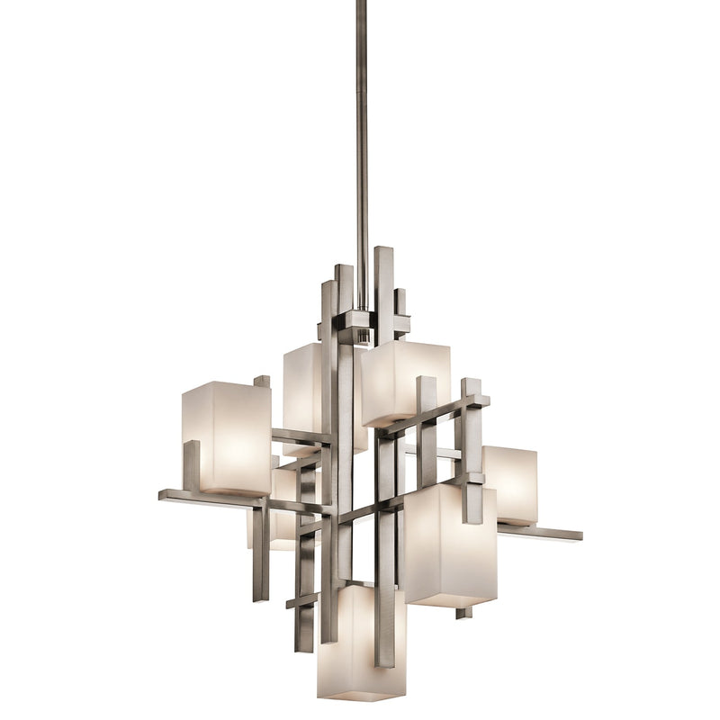 Lampa wisząca City z mlecznym szkłem + pewter - Kichler (LED, 65x60cm, 7xG9)