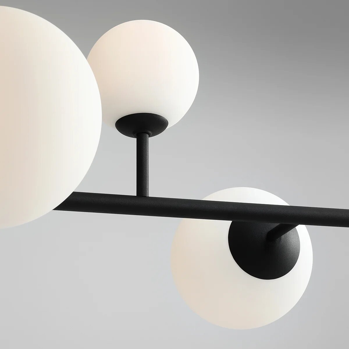 Lampa wisząca Dione 6 Black, poziomy żyrandol - Aldex 1092K1, zawiesie czarne (4xE14/2xE27)