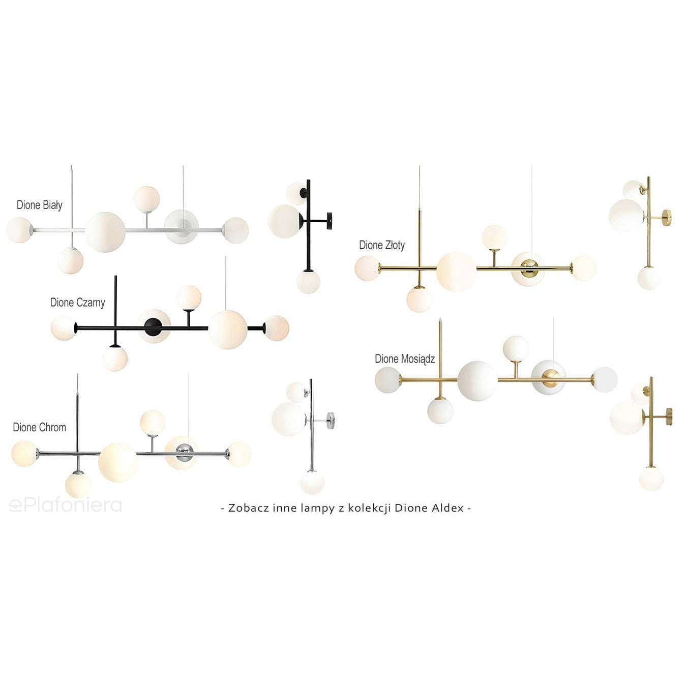 Lampa wisząca Dione 6 Brass, mosiądz - Aldex, 1092K40 (4xE14/2xE27)