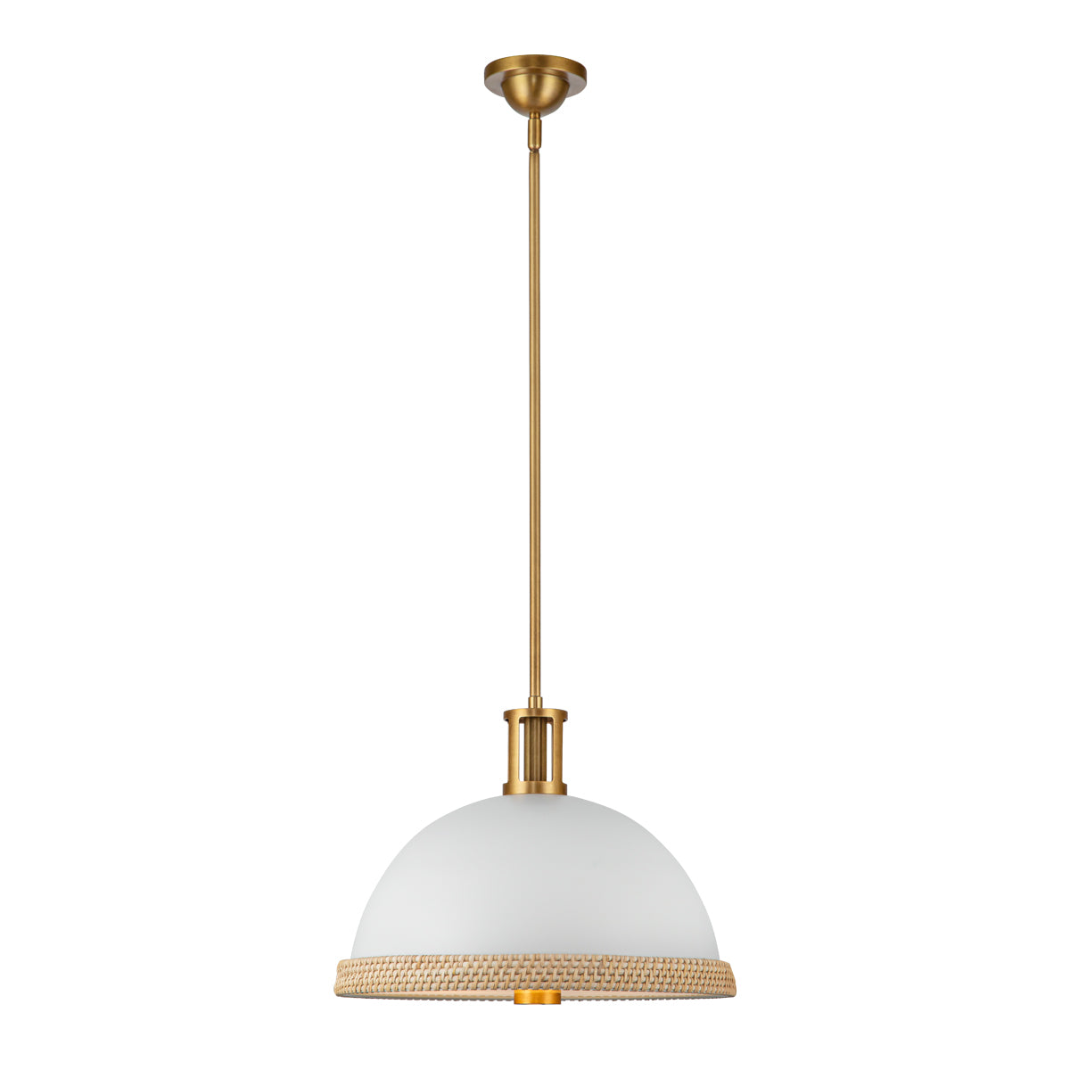 Lampa wisząca Doral - 2 źródła światła - Matowa biel, vintage mosiądz, Alora - ePlafoniera.pl