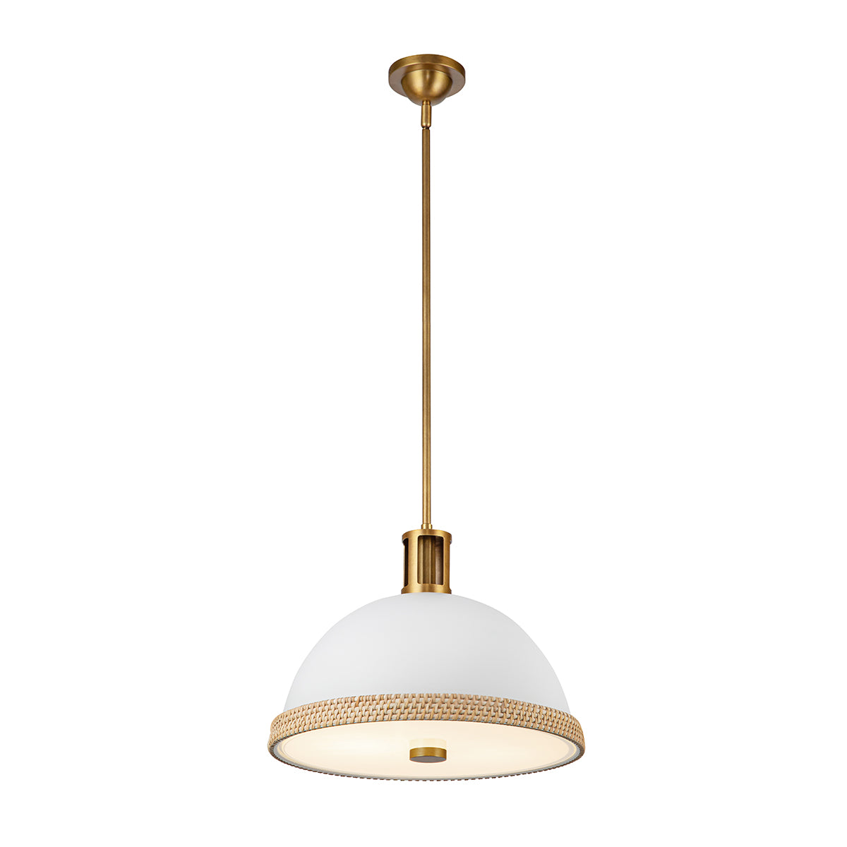 Lampa wisząca Doral - 2 źródła światła - Matowa biel, vintage mosiądz, Alora - ePlafoniera