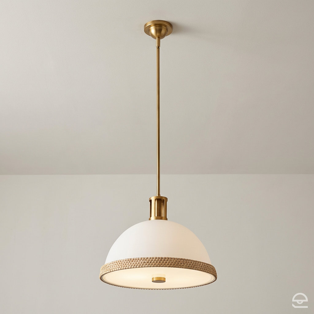 Lampa wisząca Doral - 2 źródła światła - Matowa biel, vintage mosiądz, Alora