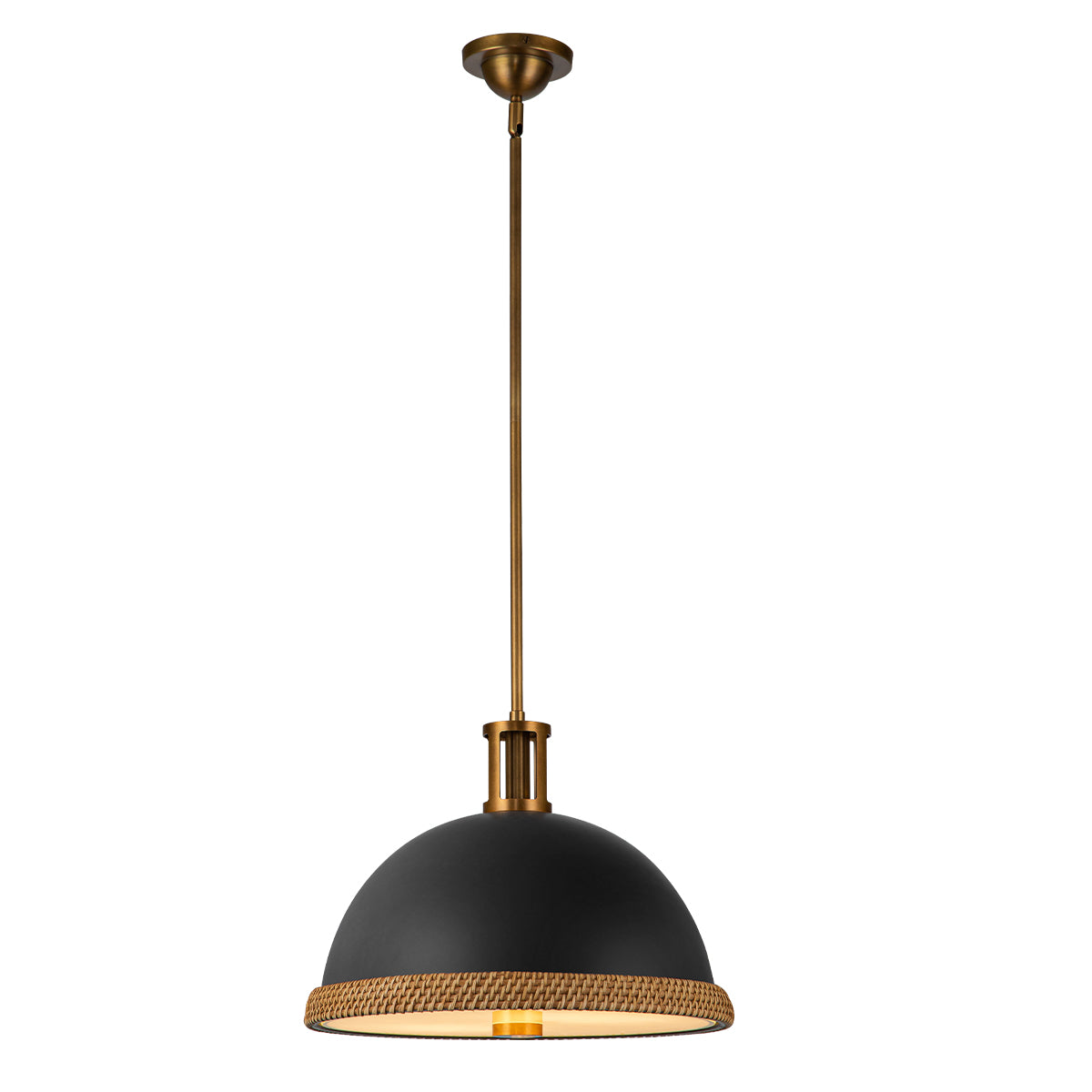 Lampa wisząca Doral - 2 źródła światła - Matowa czerń, vintage mosiądz, Alora - ePlafoniera.pl