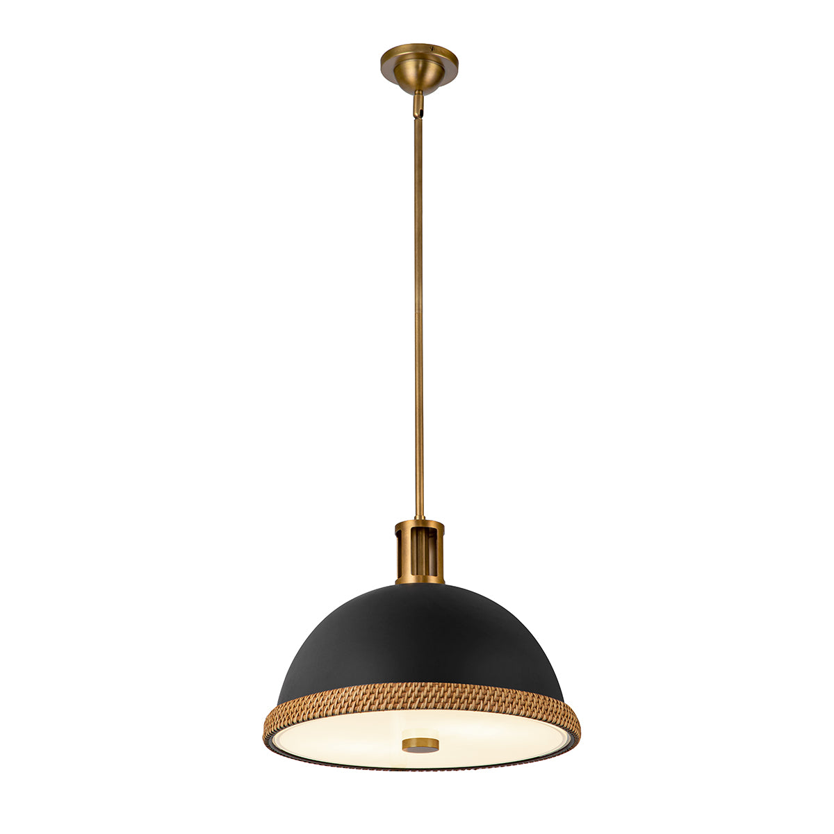 Lampa wisząca Doral - 2 źródła światła - Matowa czerń, vintage mosiądz, Alora - ePlafoniera