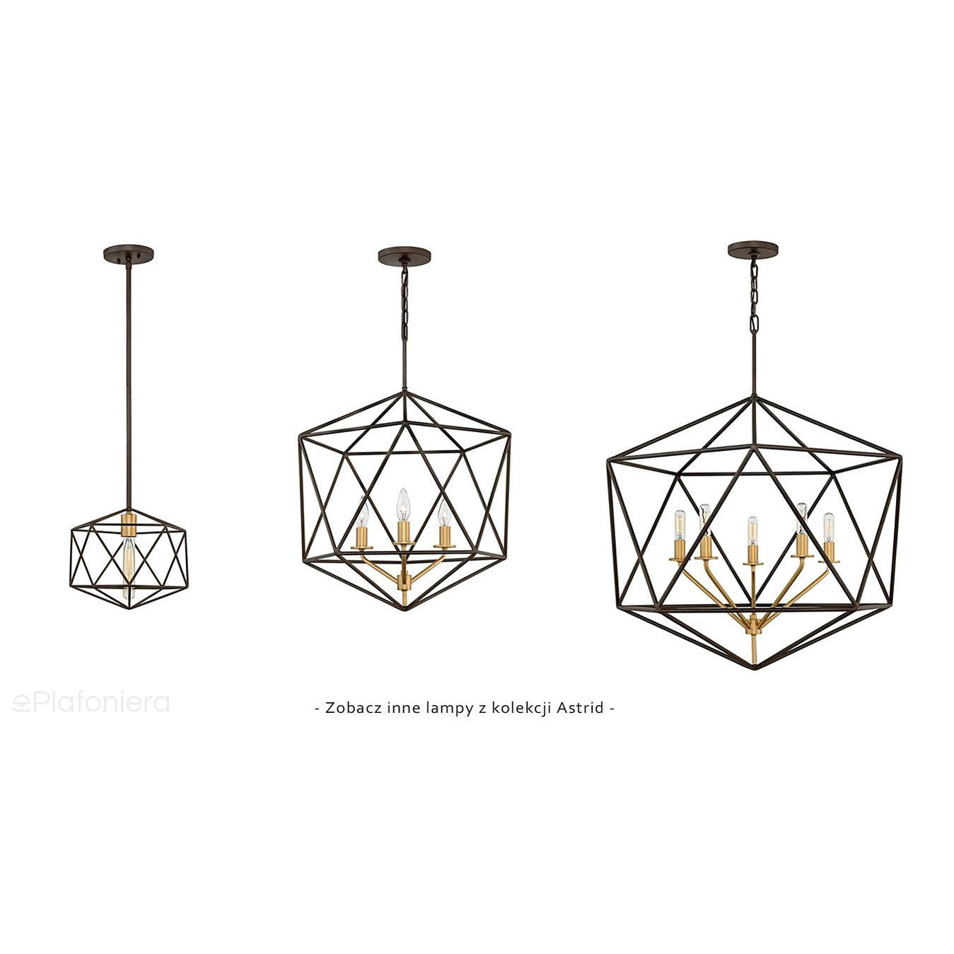 Lampa wisząca / druciana / ażurowa klatka Astrid - Hinkley (50x50cm / 3xE14)