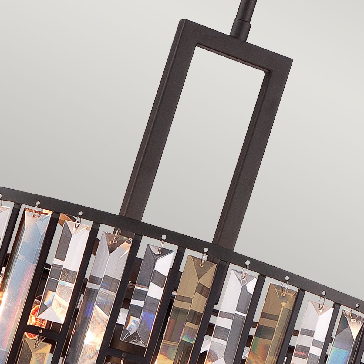 Lampa wisząca Gemma w stylu pałacowym - Hinkley (vintage brąz, bursztyn, kryształy / 54 cm / 3xE27)