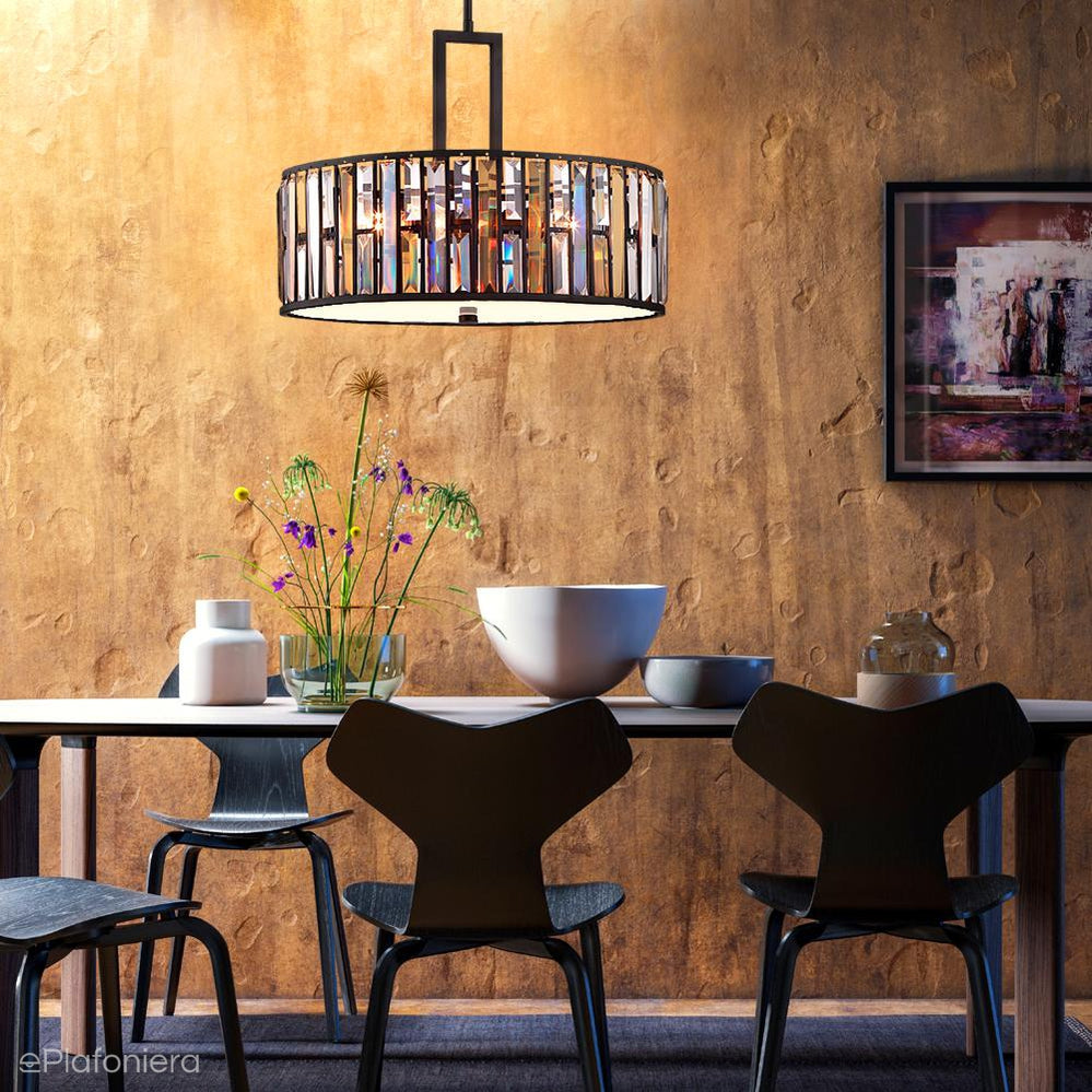 Lampa wisząca Gemma w stylu pałacowym - Hinkley (vintage brąz, bursztyn, kryształy / 54 cm / 3xE27)
