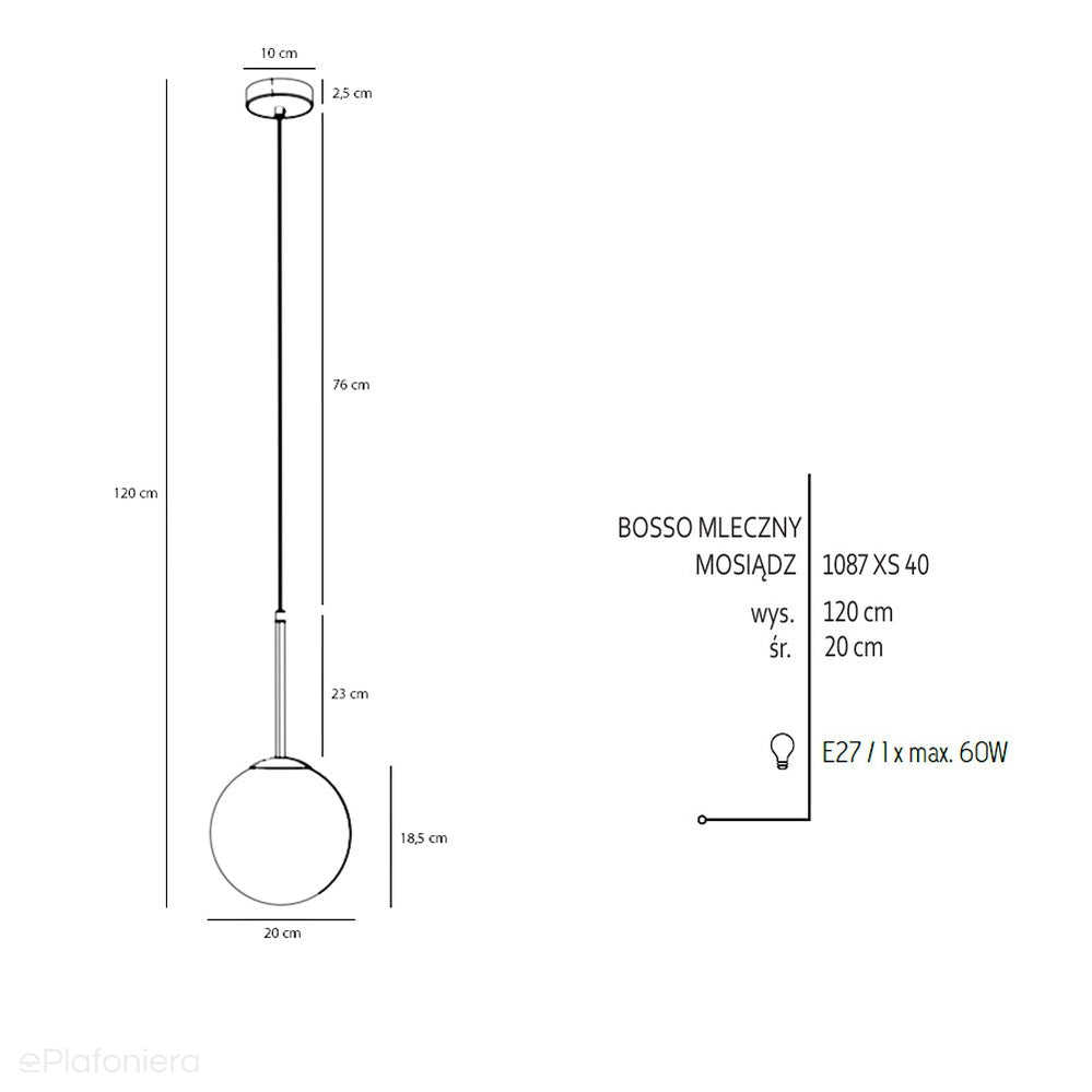 Lampa wisząca glamour z mosiądzem - Bosso Mini 20 Brass - Aldex (20cm, E27) 1087XS40