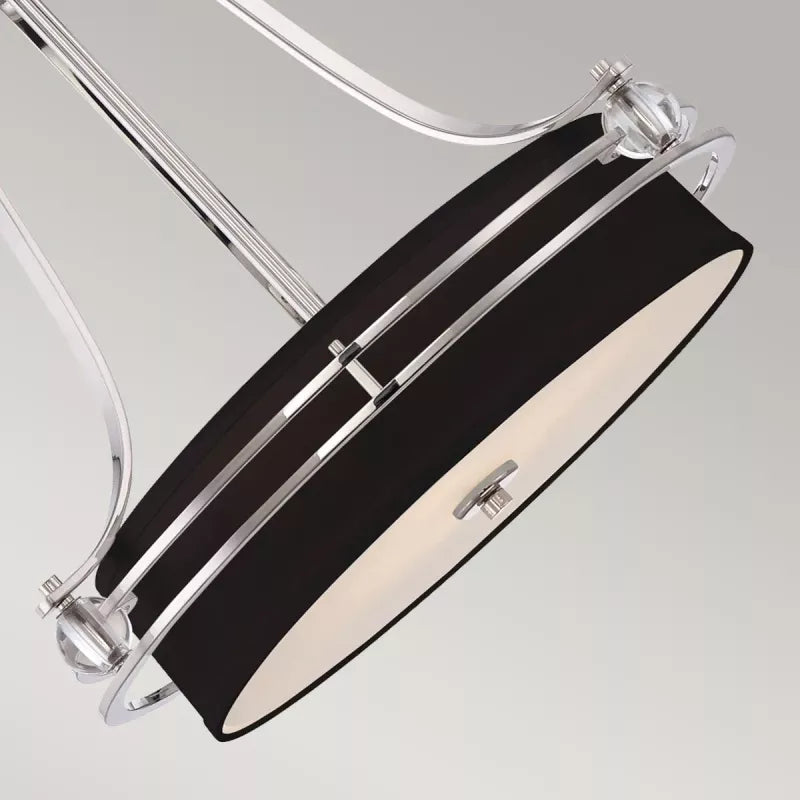 Lampa wisząca srebrna - czarny abażur  (58cm) żyrandol do salonu sypialni jadalni (4xE27) Quoizel (Gotham)