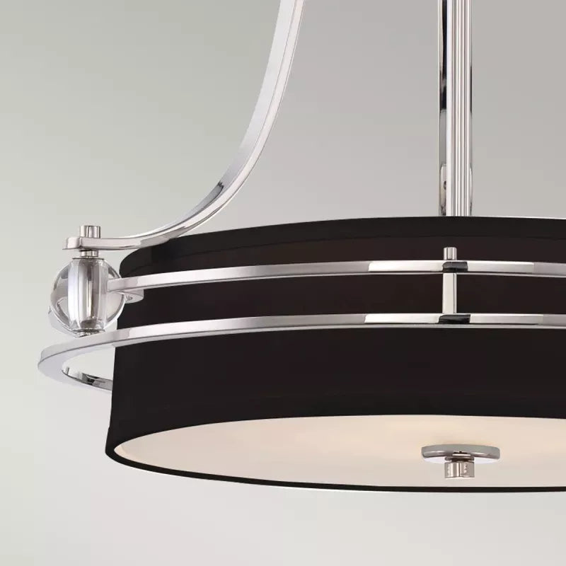 Lampa wisząca srebrna - czarny abażur  (58cm) żyrandol do salonu sypialni jadalni (4xE27) Quoizel (Gotham)