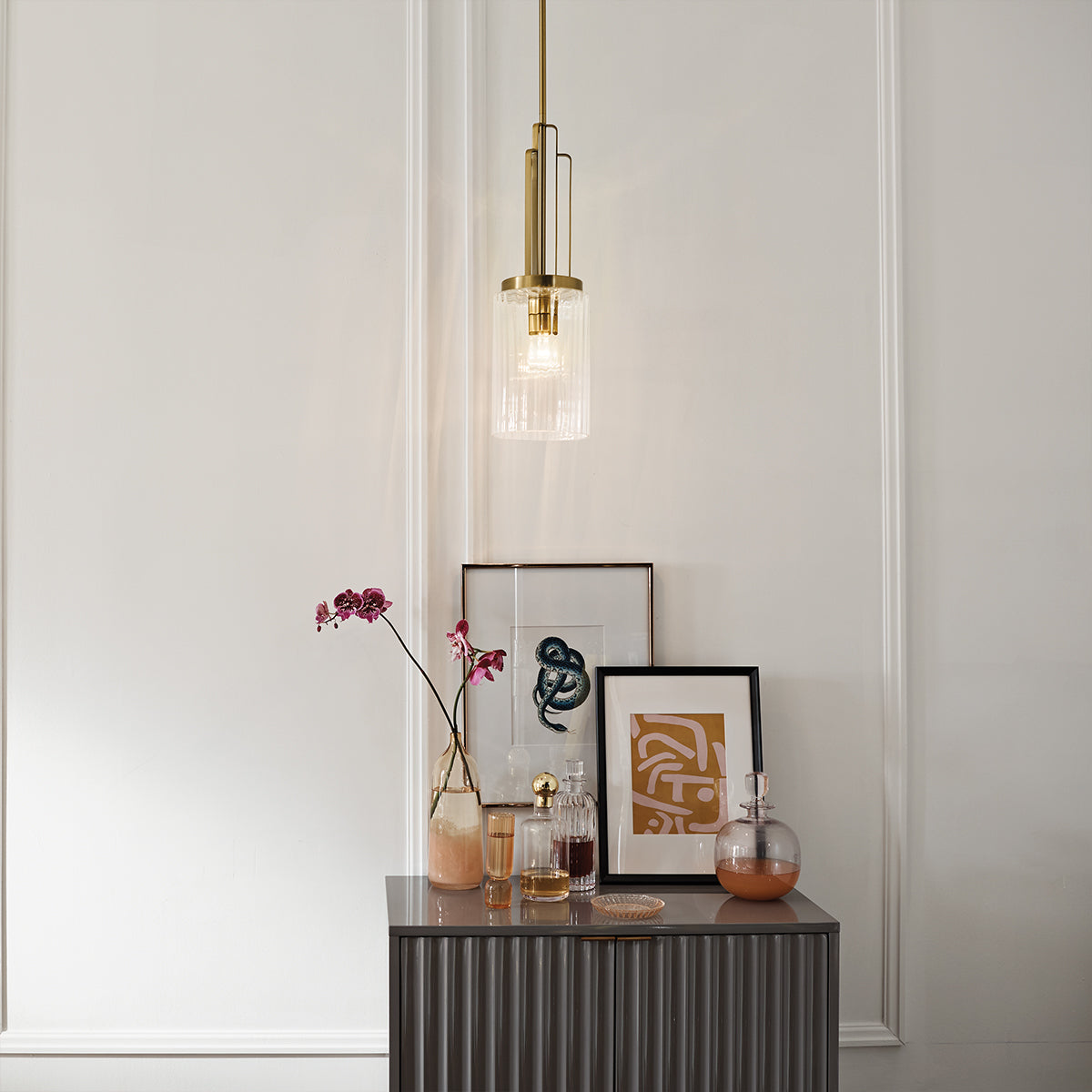 Lampa wisząca Kimrose - 1 źródło światła - Szczotkowany naturalny mosiądz, Kichler - ePlafoniera.pl
