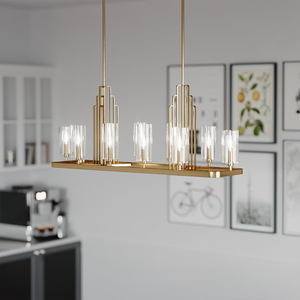 Lampa wisząca Kimrose - 10 źródeł światła - Szczotkowany naturalny mosiądz, Kichler - ePlafoniera.pl
