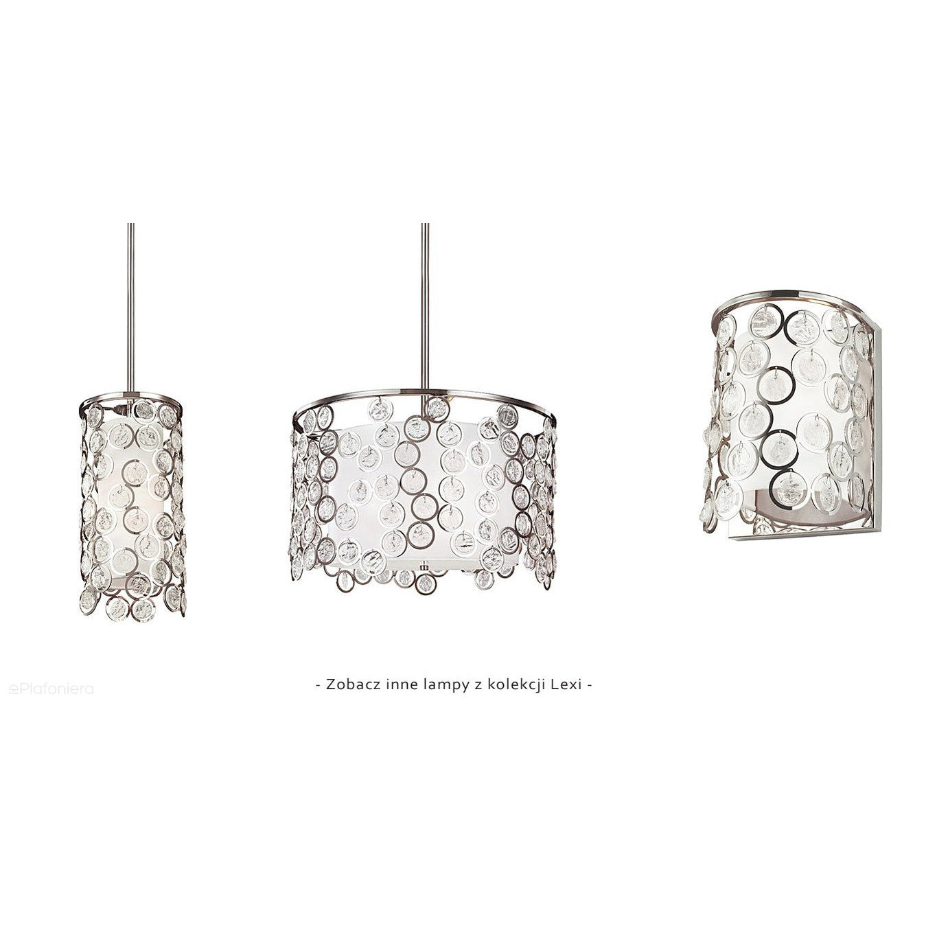 Lampa wisząca kryształowa Lexi - Feiss (jedwabny abażur + polerowany nikiel) 48cm / 3xE27
