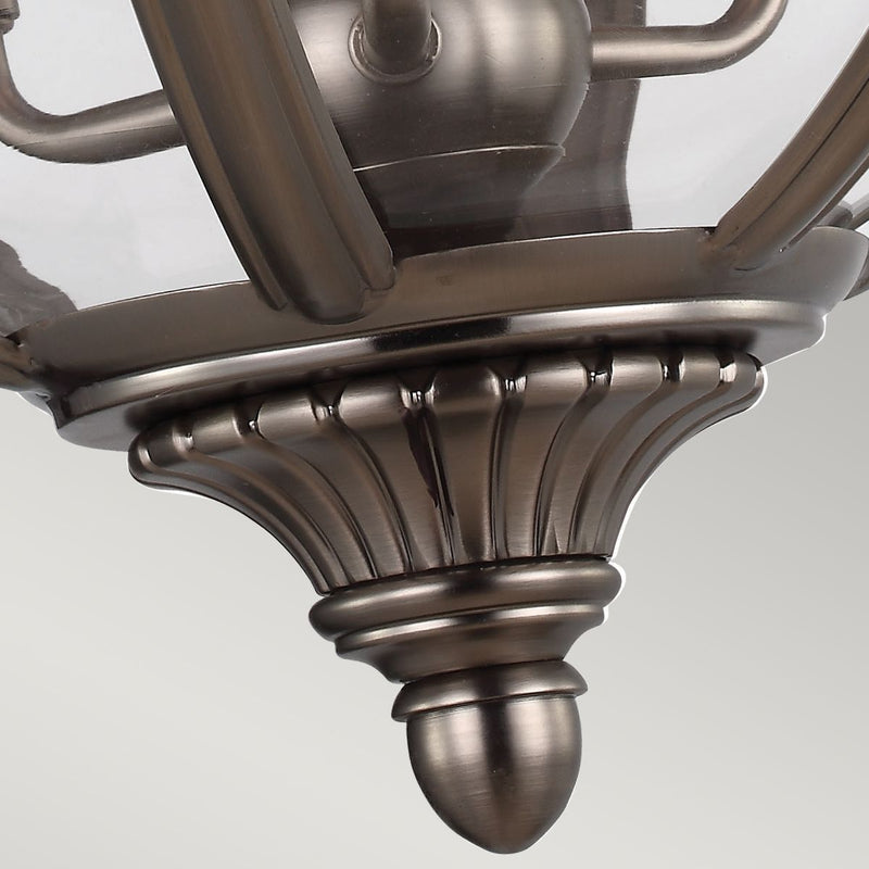 Lampa wisząca kula 37cm (metal - szkło) antyczny nikiel, do salonu sypialni (3xE14) Feiss (Adams)