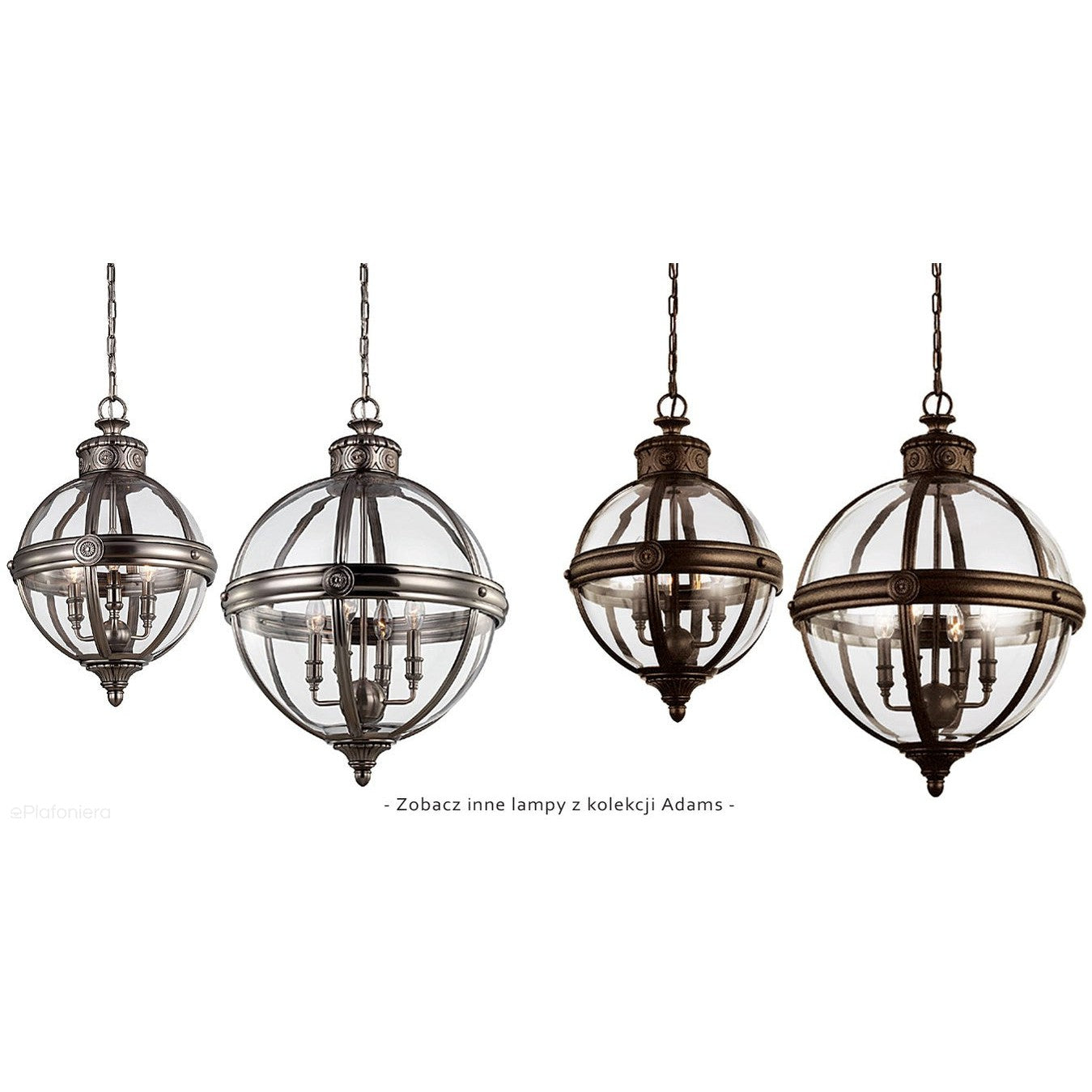 Lampa wisząca kula 50cm (metal - szkło) brytyjski brąz, do salonu sypialni (4xE14) Feiss (Adams)