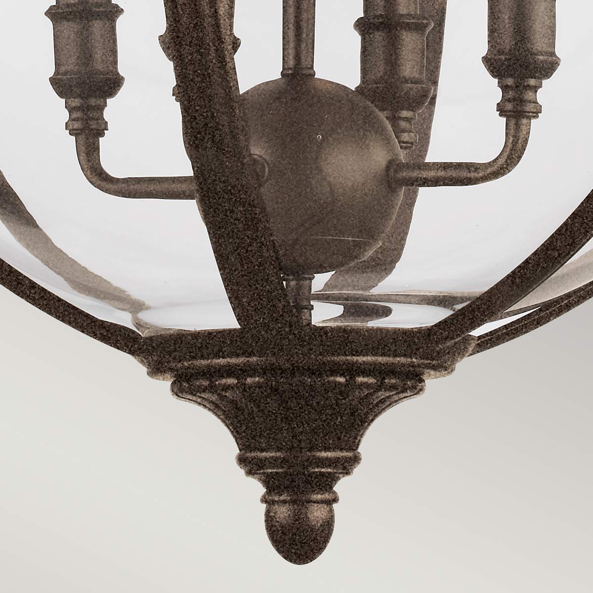 Lampa wisząca kula 50cm (metal - szkło) brytyjski brąz, do salonu sypialni (4xE14) Feiss (Adams)